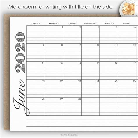 2019 2020 Printable Monthly Calendar Desk Calendar Wall Calendar To Do