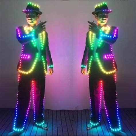 colorful led suit for dance performace led stage clothes luminous glowing suits rgb led costume