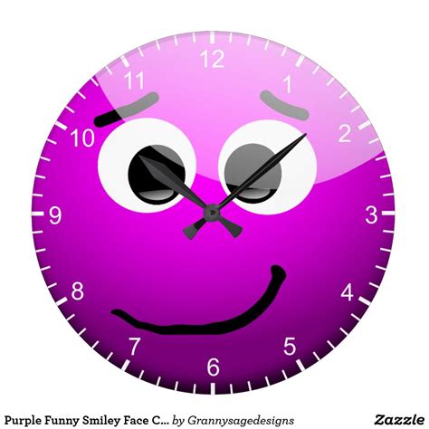 Purple Funny Smiley Face Clock Funny Smiley Funny Smiley Face