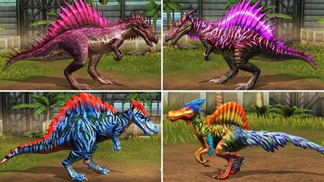 All Spinosaurus And Spinosaurus Hybrids Jurassic World The Game Youtube