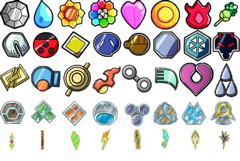 Pokemon All Gym Badges From Generation 1 5 By Awesomeadam15 On