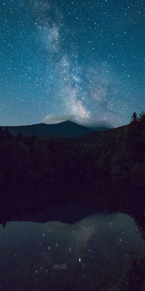 Lake Forest Night Milky Way Reflections Night Wallpaper Night