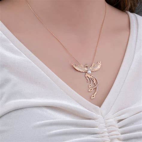 Phoenix 925k Solid Silver Necklace Simurgh Necklace Pearl Etsy