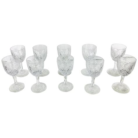 Set Of 10 Rare Art Deco Era Saint Louis Crystal Wine Glasses Gavarni Model At 1stdibs