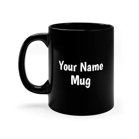 Custom Name Mug 11oz Black Mug Custom Text Mug Minimalist Etsy