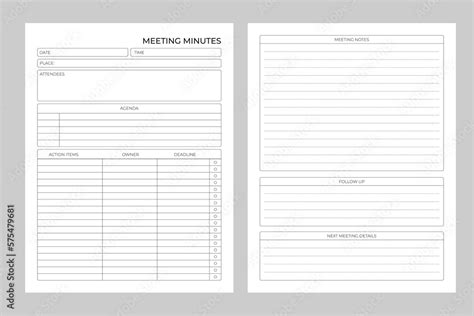 Meeting Minutes Log Vector Design Template Adobe Stock