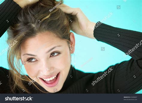 Teenage Girl Fixing Hair Stock Photo 65389897 Shutterstock