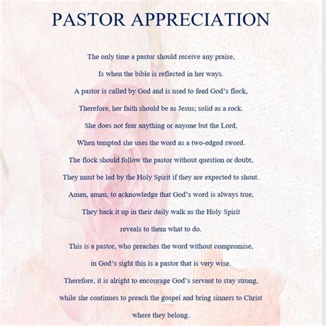 Pastor Appreciation With Background Women Digital Download Poem Etsy