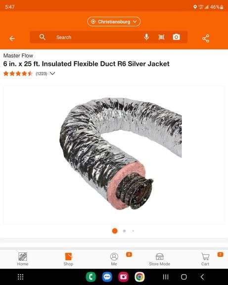 3 Master Flow 6 In X 25 Ft Insulated Flexible Duct R6 Silver Jacket