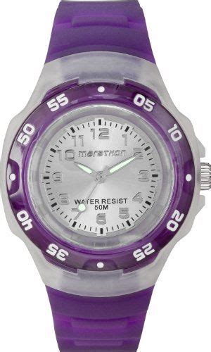timex sport marathon midsize quartz watch with silver dial analogue display and purple resin