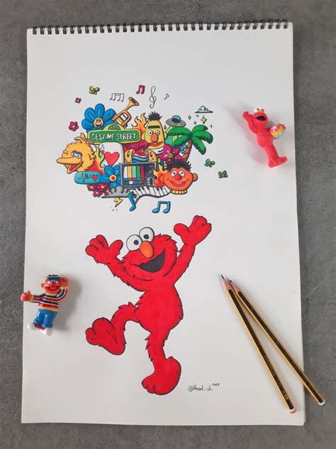 Elmo Sesamestreet Doodle Art
