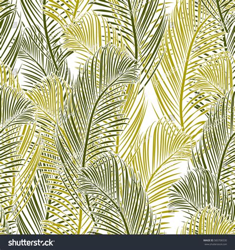 Seamless Tropical Pattern Palm Branch Leaves Stock Vector 583706530