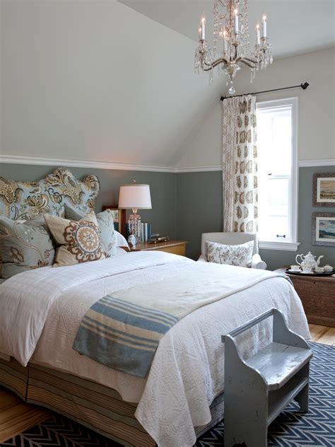 It would be perfect for couples or for women. Gray French Country Bedroom With Chandelier and Floral ...