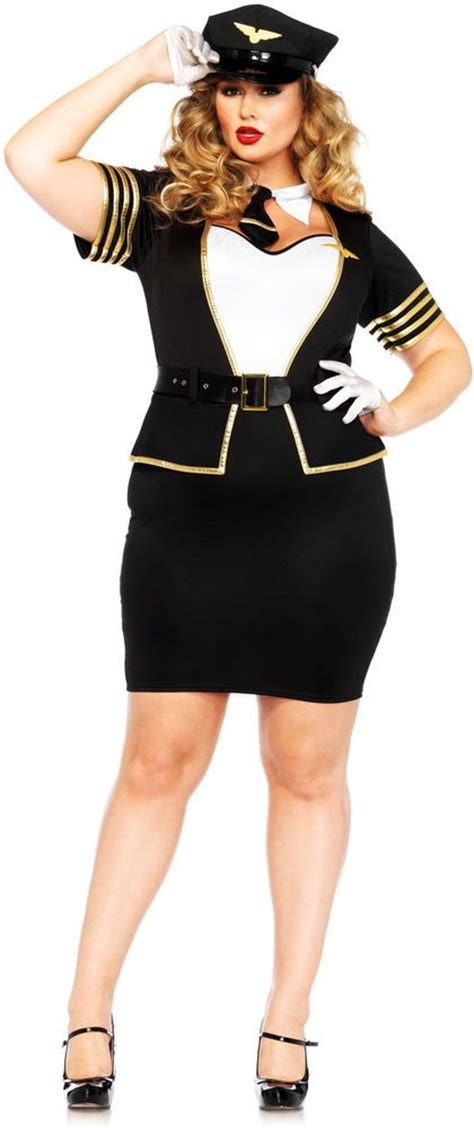details about sexy mile high flight attendant pilot and stewardess costume adult women plus size