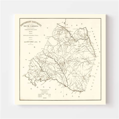 Vintage Map Of Newberry County South Carolina 1820 By Teds Vintage Art