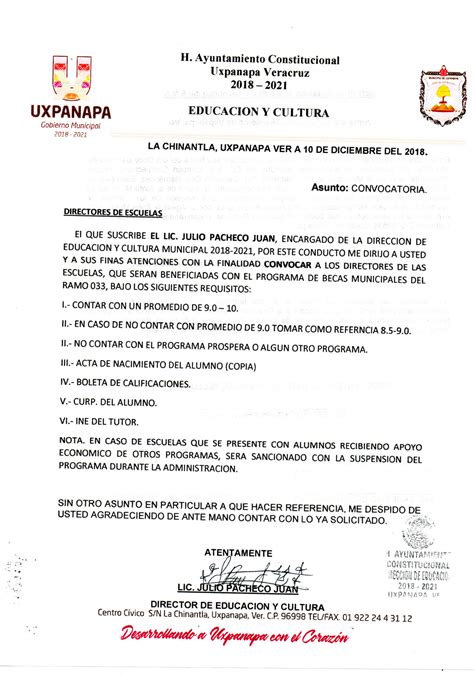 Oficio Becas Municipales Uxpanapamx