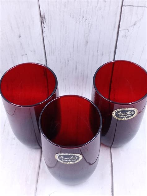 Vintage Royal Ruby Red Juice Glasses Set Of 3 Anhor Glass New Etsy