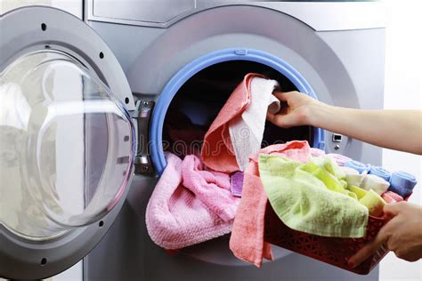 Put Cloth In Washer Stock Photo Image Of Clothing Hand 79696070