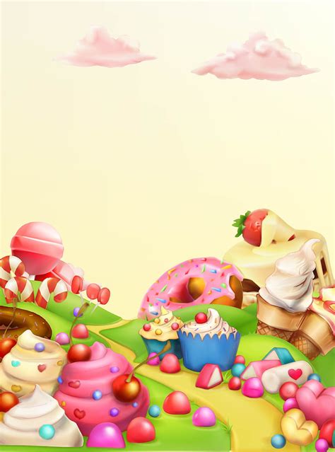 Vector Cartoon Candy Dessert Gourmet Paradise Background Cute Cartoon Candy Hd Phone Wallpaper