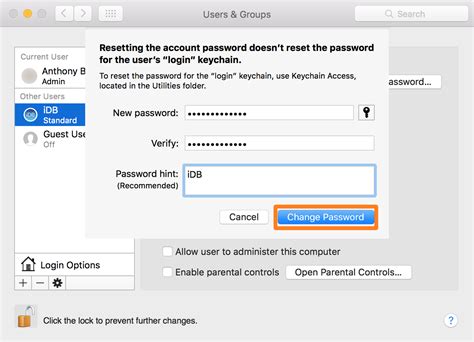 Changing A User Account Password On Your Mac