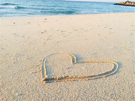 1920x1080px Free Download Hd Wallpaper Heart Drawn On Sand During
