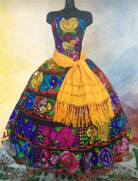Colorful Embroidery Mexican Dress Custom Made Corsetskirt Chiapas