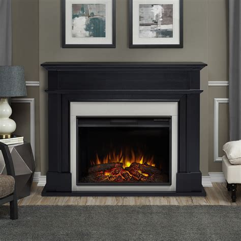 Harlan Grand Electric Fireplace Black By Real Flame