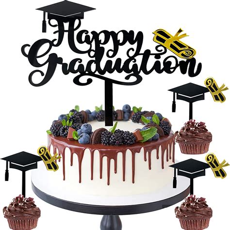 Anctey Graduation Cake Toppers Set Acrylic 1 Big Happy Graduation Cake
