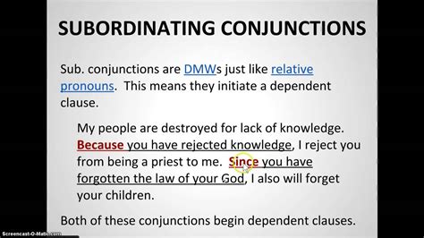These are coordinating conjunctions, correlative conjunctions, subordinating conjunctions, and conjunctive adverbs. Subordinating conjunction - YouTube