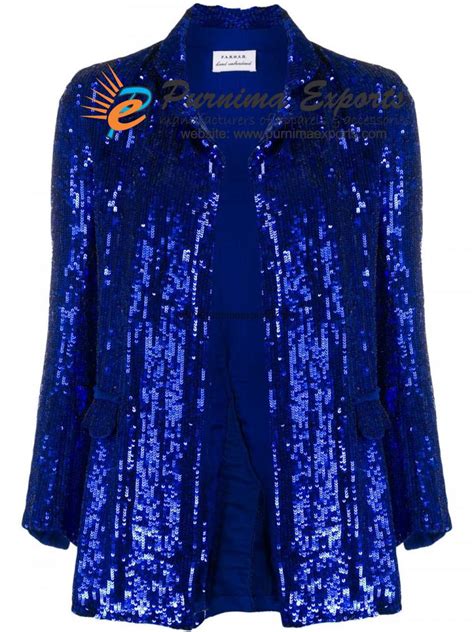 Navy Blue Sequin Embellished Jacket 1 Evening Garments Apparel