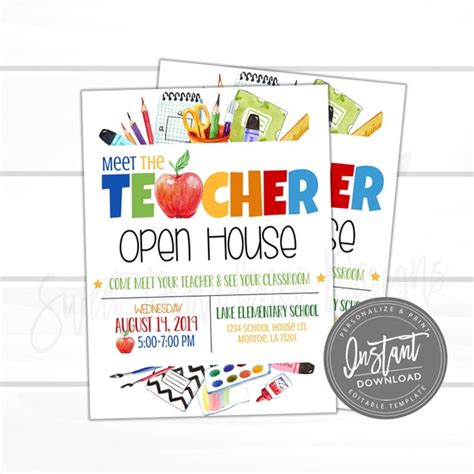 Editable Meet The Teacher Open House Flyer Pto Pta Open House Flyer