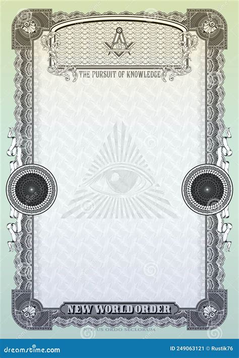 Vertical Form For Creating A Masonic Certificate Multicolor Stock