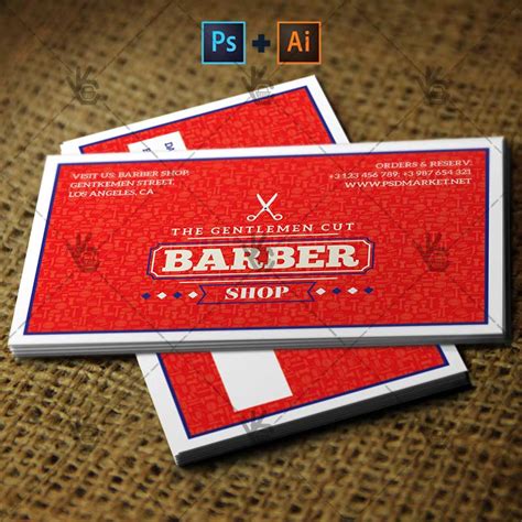 Barber Shop Premium Business Card Psdai Template