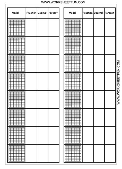 Convert Between Percents Fractions And Decimals 8 Worksheets Free