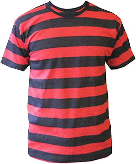 Horizontal Striped Black And Red T Shirt Uk Clothing