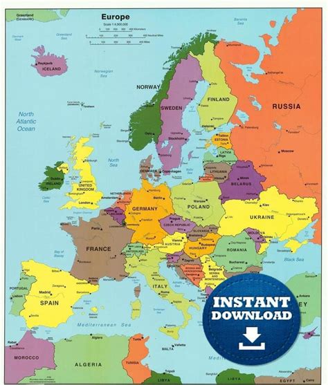 Digital Political Colorful Map Of Europe Ready To Print Map Lively
