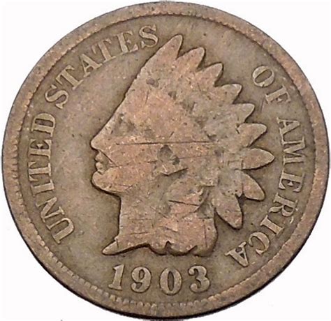 1903 Indian Head Cent United States Of America Antique Usa Coin Liberty