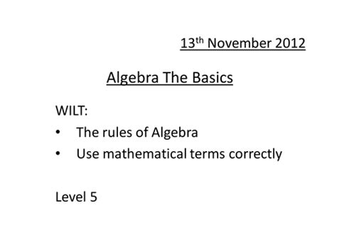 Algebra The Basics Teaching Resources