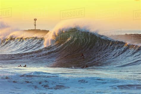Wave Surf At Sunset At Wedge Newport Beach California Usa Stock