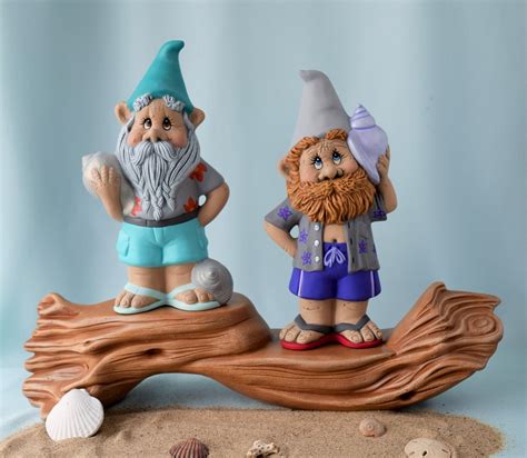 Gnome Statue Gnome Holding A Seashell Beach Gnome Etsy