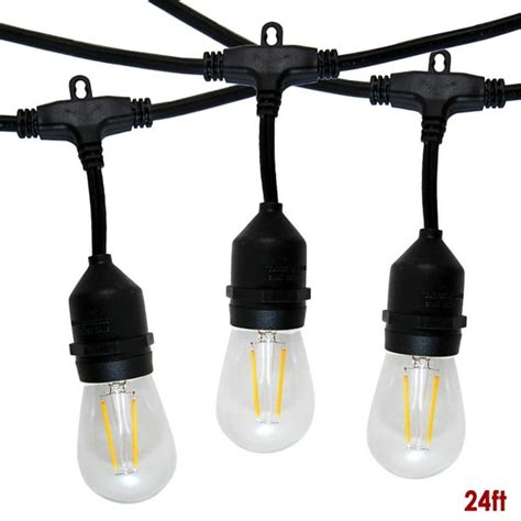 24ft Outdoor Led String Lights 2w S14 Led Warm White Bulb W 12 Sockets