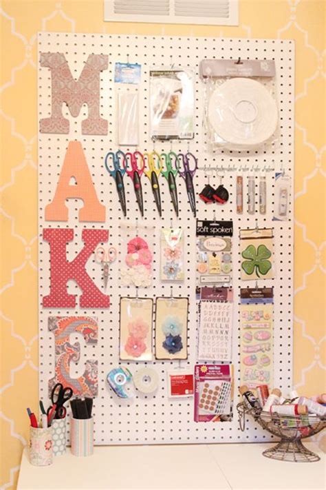 Craft Room Peg Board And Scrapbook Paper Letters Craft Room