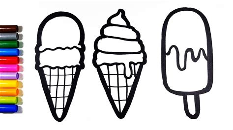 How To Draw A Cute Ice Cream Ice Cream Drawing And Coloring For Kids