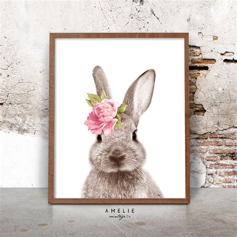 Rabbits are the new cats in home decor. Bunny Rabbit Print, Nursery Printable Wall Art, Woodland ...