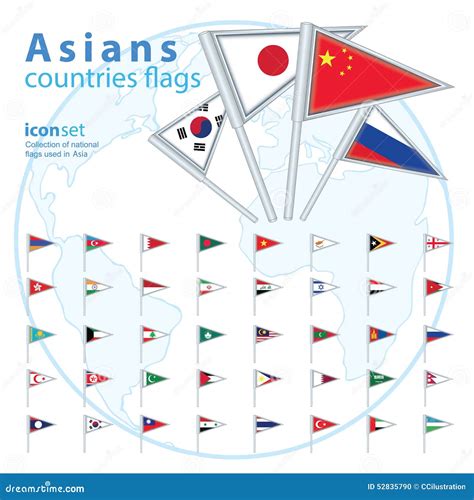 Set Of Asian Flags Vector Illustration 52837241