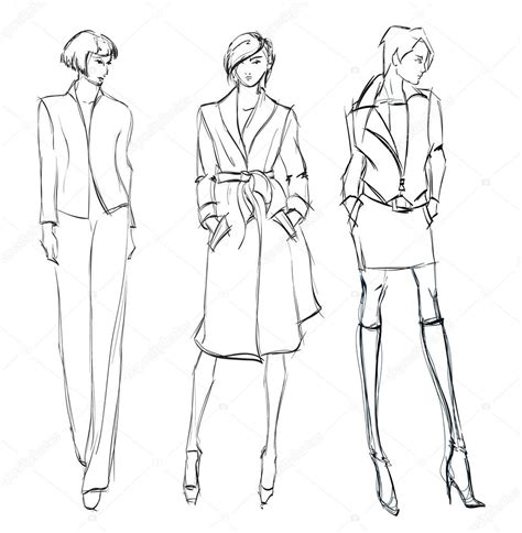 Sketch Fashion Girl Hand Drawn Fashion Model — Stock Vector © Ice Storm 12404134