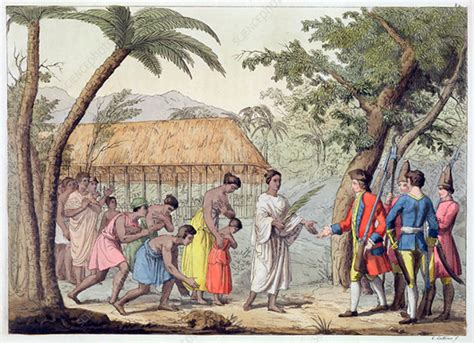 Captain Samuel Wallis Being Received On Tahiti 1767 Stock Image