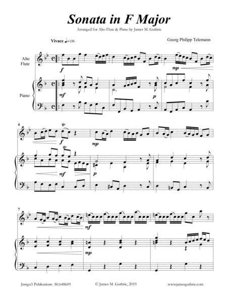 Telemann Sonata In F Major For Alto Flute Piano Sheet Music Pdf Download