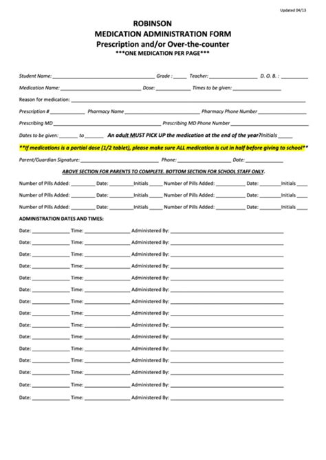 Ffree Printable Medication Administration Form Template Printable