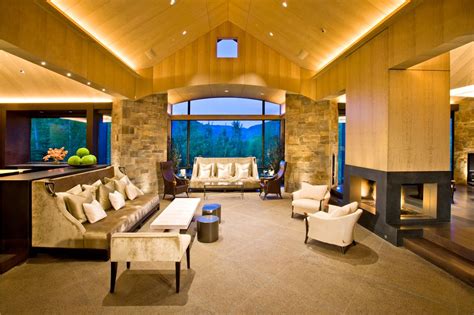 Aspen Colorado Contemporary Mansion Luxurious Living Rooms Sunken